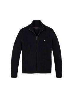 Cardigan kids a coste con zip integrale blu