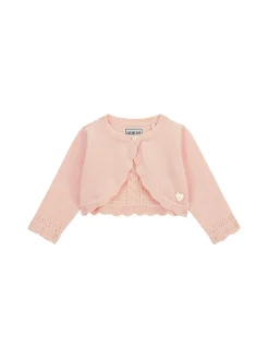 Cardigan neonata con bottoni cerimonia rosa