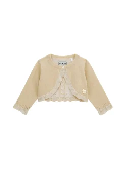 Cardigan neonata con bottoni cerimonia oro