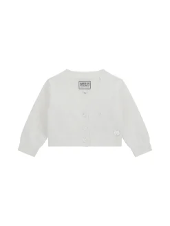 Cardigan neonata con bottoni cerimonia bianco