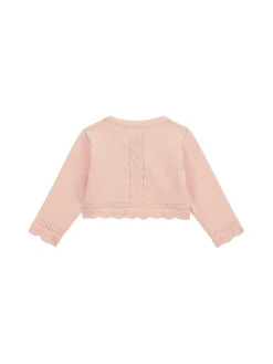 Cardigan neonata con bottoni cerimonia rosa