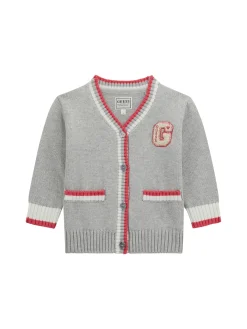 Cardigan neonata con dettagli a contrasto grigio