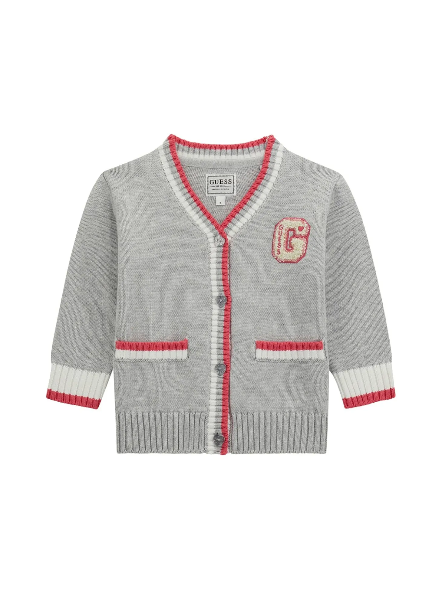 Cardigan neonata con dettagli a contrasto grigio