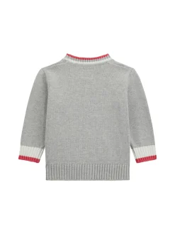 Cardigan neonata con dettagli a contrasto grigio