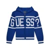 Cardigan neonato con zip e cappuccio blu
