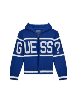 Cardigan neonato con zip e cappuccio blu