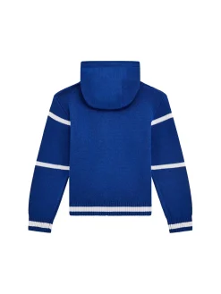 Cardigan neonato con zip e cappuccio blu