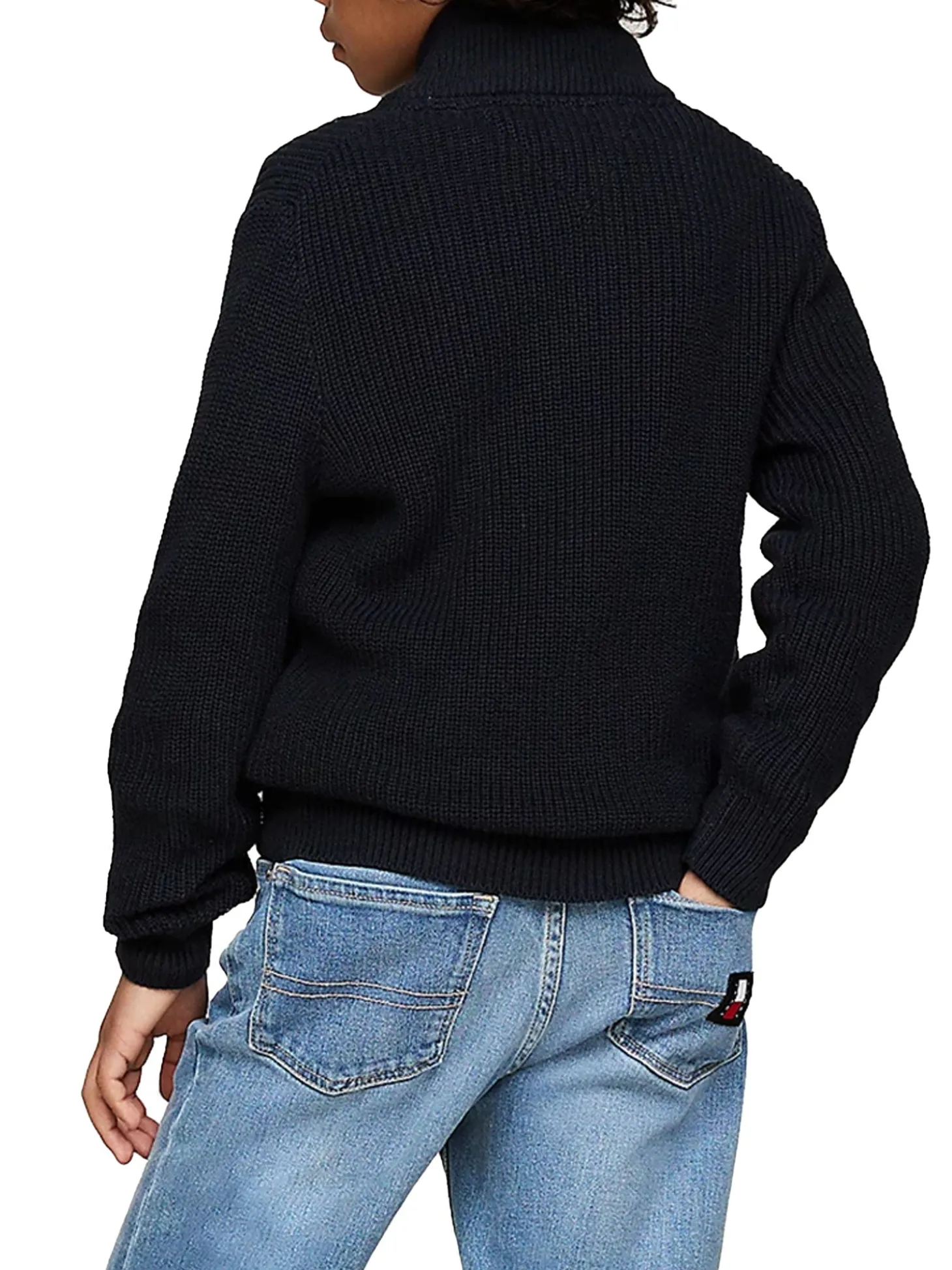 Cardigan teen a coste con zip integrale blu