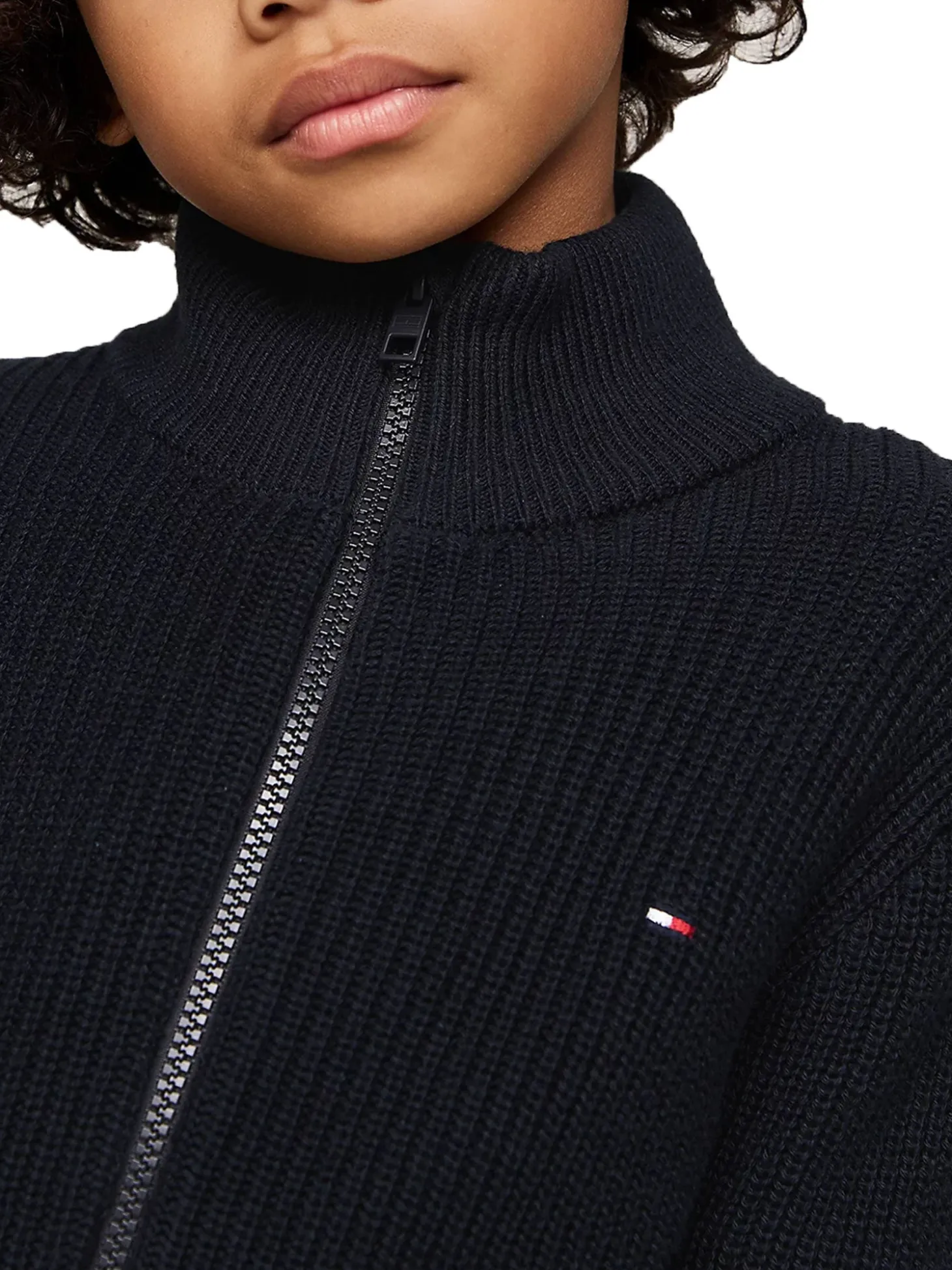 Cardigan teen a coste con zip integrale blu