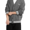 Cardigan varsity logo ricamato grigio