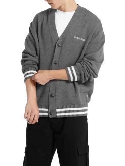 Cardigan varsity logo ricamato grigio