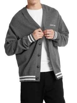 Cardigan varsity logo ricamato grigio