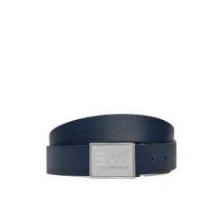 Cintura Double-Face con placca logo blu/grigio