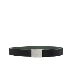 Cintura Double-Face con placca logo nero/verde