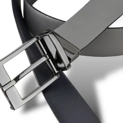 Cintura Double-Face con placca logo blu/grigio