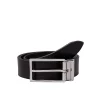 Cintura reversibile slim frame text nero