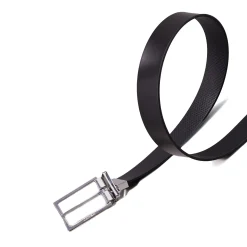 Cintura reversibile slim frame text nero