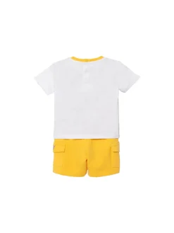 Compelto 2 pz neonato t-shirt logo victory fumetto e bermuda bianco/gi