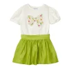 Completo 2 pezzi bambina t-shirt e gonna lime