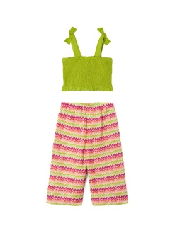 Completo 2 pezzi bambina top e pantalone multicor