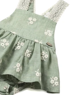 Completo 2 pezzi neonata salopette e t-shirt verde