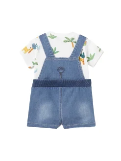 Completo 2 pezzi neonato salopette e t-shirt bianca
