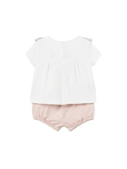 Completo 2 pezzi t-shirt e shorts neonata rosa