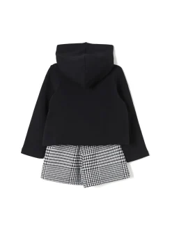 Completo 2 pz felpa cappuccio e short nero