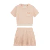 Completo 2 pz maglia e gonna a trecce rosa