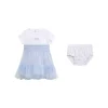 Completo 2 pz neonata abito con gonna in tulle e panties bianco e cele