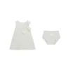Completo 2 pz neonata abito cerimonia con fiocco decorativo e panties