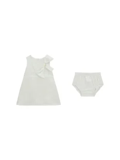 Completo 2 pz neonata abito cerimonia con fiocco decorativo e panties