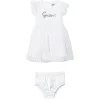 Completo 2 pz neonata abito cerimonia in tulle con panties bianco