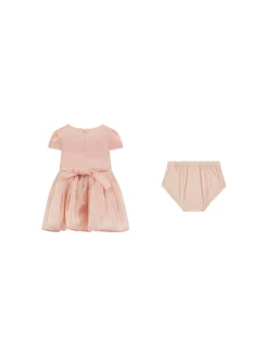 Completo 2 pz neonata abito con cintura e gonna svasata e panties rosa