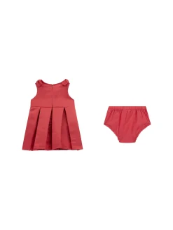 Completo 2 pz neonata abito cerimonia fiocchi e gonna a pieghe e panti
