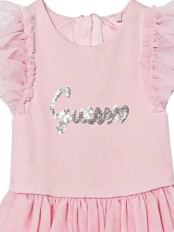 Completo 2 pz neonata abito cerimonia in tulle con panties rosa