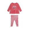 Completo 2 pz neonata t-shirt e leggings fantasia cuori fucsia