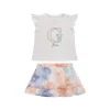 Completo 2 pz neonata t-shirt e gonna in chiffon con volant bianco