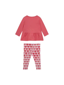 Completo 2 pz neonata t-shirt e leggings fantasia cuori fucsia