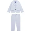 Completo 2 pz neonato abito cerimonia giacca e pantalone celeste