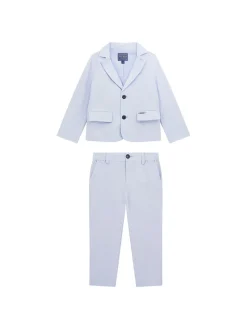 Completo 2 pz neonato abito cerimonia giacca e pantalone celeste