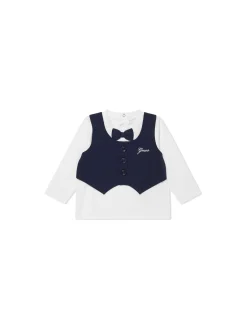 Completo 2 pz neonato cerimonia t-shirt con gilet e papillon e pantalo