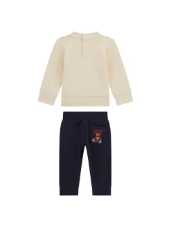 Completo 2 pz neonato felpa ricamo teddy e pantalone sabbia