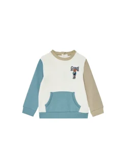 Completo 2 pz neonato felpa e joggers motivo colorblock bianco, beige