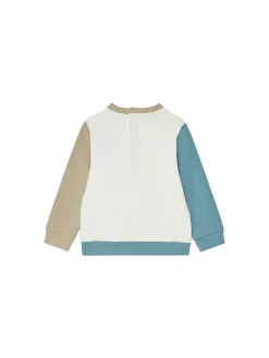Completo 2 pz neonato felpa e joggers motivo colorblock bianco, beige