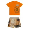 Completo 2 pz neonato t-shirt e shorts stampa Los Angeles arancio