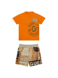 Completo 2 pz neonato t-shirt e shorts stampa Los Angeles arancio