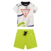 Completo 2 pz neonato t-shirt stampa logo e shorts blu/lime