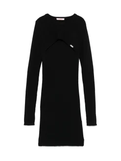 Completo abito e cardigan in maglia nero
