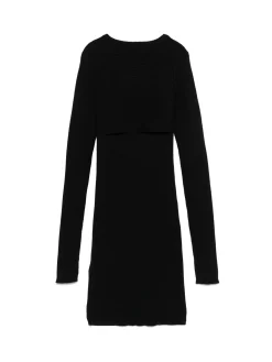 Completo abito e cardigan in maglia nero